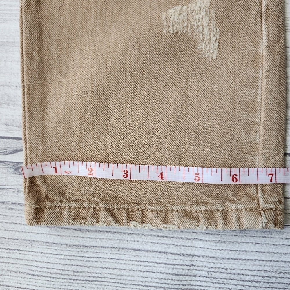 Men's Biker Slim Distressed Jeans (Tan/Taupe Wash) - Picture 9 of 16